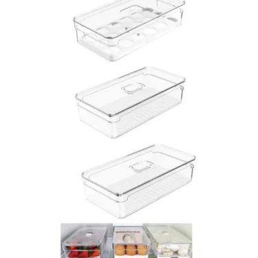 Imagem de Kit 3 Caixa Organizadora Geladeira Verduras Frutas E Ovos