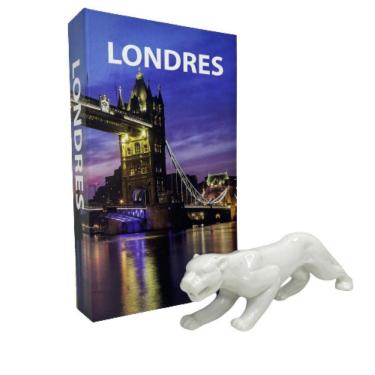 Imagem de Conjunto decoração livro Londres + escultura Pantera branca