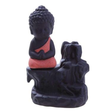 Imagem de Incensário Buda Modelo Cascata Vermelho + 20 Cones Incensos