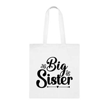 Imagem de Bolsa Tote Big Sister (Irmã mais velha), Ideia de presente para irmã, Bolsa de ombro irmã, Bolsas reutilizáveis para irmãs, presente para irmã da irmã e do irmão favoritos, Branco