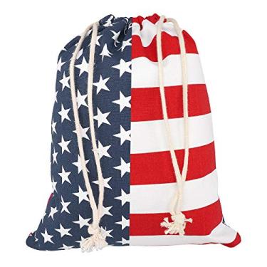 Imagem de Bolsa sacola Cornhole durável de milho com suporte de feijão patriótico portátil para uso regular, sacos de feijão de milho, sacos de armazenamento com orifícios de milho, jogo de transporte, jogar ao ar livre, estrelas e listras divertidas