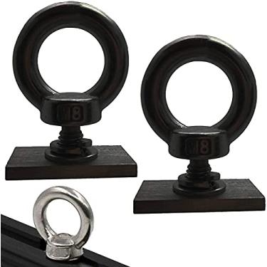 Imagem de Pmsanzay Pacote com 2 Ilhós M8 de aço inoxidável para uso pesado, suporte de trilhos de caiaque para prender o seu cordão elástico ou cordas ancoragem, com kit de ancoragem de mola – Sem trilho