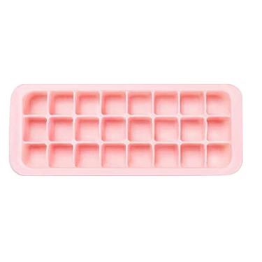 Imagem de Bandeja de cubo de gelo molde de cubo de gelo com tampa silicone azul rosa ferramenta de frutas máquina de sorvete bandeja de cubo de gelo barra reutilizável acessórios de cozinha molde de cubo de gelo (cor: c rosa)