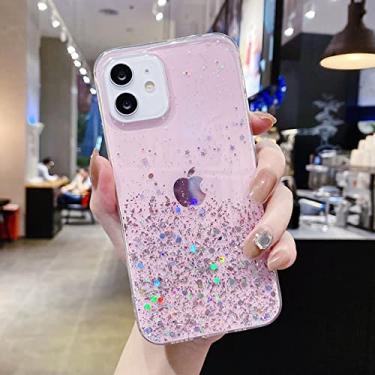 Imagem de Capa de telefone transparente Glitter Star para iPhone 13 12 Mini 11 Pro Max X XS XR 8 7 6 6S Plus SE 2020 Gradiente Lantejoulas Capa transparente, rosa, para iphone 12