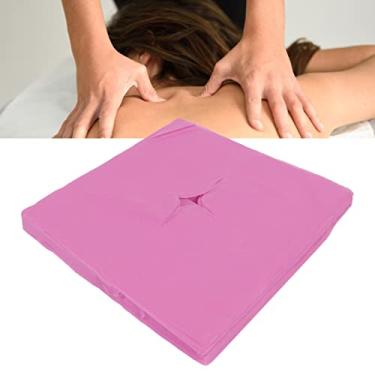 Imagem de Capa de descanso de rosto, design de furo de 100 peças boa absorção de água respirável descartável capa de encosto de cabeça para massagem capas de almofadas para mesas de massagem, cadeiras, cama de spa (rosa)