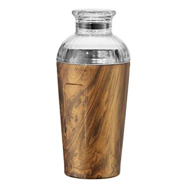 Imagem de OGGI Groove Insulated Cocktail Shaker-17oz Double Wall Vacuum Insulated Stainless Steel Shaker, Tritan Lid has Built In Strainer, Ideal Cocktail Mixer, Martini Shaker, Margarita Shaker, Wood Grain