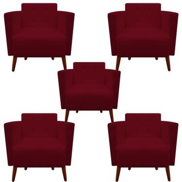Imagem de Kit 05 Poltronas Decorativa Isa Suede Marsala