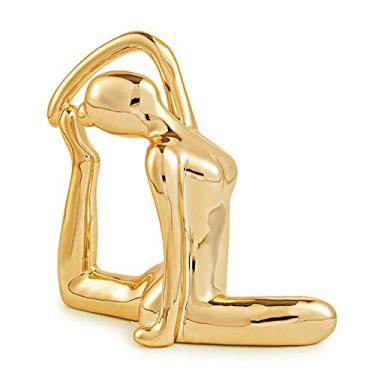 Imagem de Escultura Yoga Dourada em Porcelana