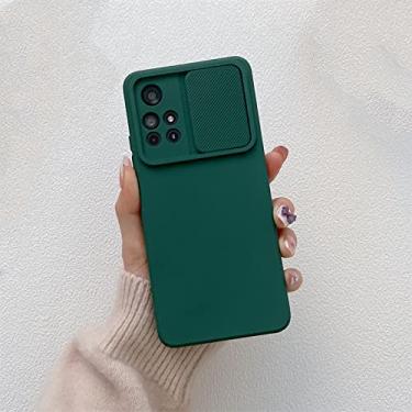 Imagem de Capa de telefone de silicone de proteção de câmera deslizante de cor sólida para xiaomi para redmi note 11 10 pro max 10c 9 9 t 9s capa macia à prova de choque, verde escuro, para redmi k40