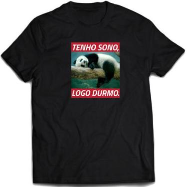 Imagem de Camiseta Tenho Sono Logo Durmo Camisa Divertida Panda - Mago Das Camis