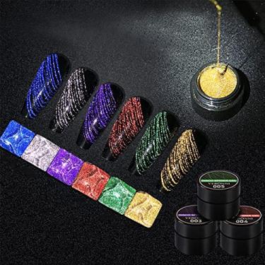 Imagem de VERONNI Gel de aranha com glitter reflexivo, 6 cores de gel para arte em unhas, desenho de aro, UV/LED, gel com glitter, linha de puxar, pintura de aranha, desenho, salão de gel e manicure DIY