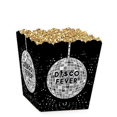 Imagem de Disco dos anos 70 – Mini caixas de lembrancinha de festa – Caixas de doces com tratamento de febre de discoteca dos anos 70 – Conjunto com 12