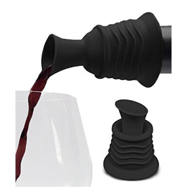 Imagem de Simply Charmed – Bolsa e recipiente de vinho – Silicone preto dois em um acessório para servir e economizar vinho mais facilmente
