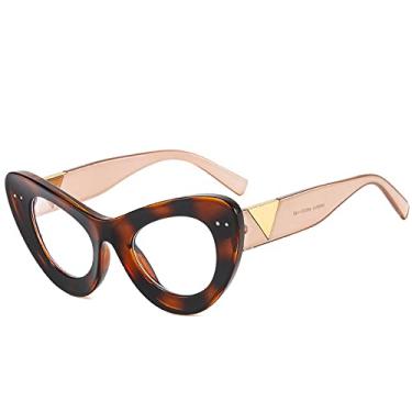 Imagem de Óculos de sol fashion olho de gato retrô grande armação medidor de unhas tons mesmo azul à prova de luz, 10, tamanho único