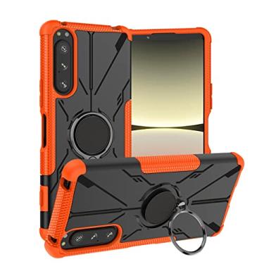 Imagem de Capa à prova de choque de camada dupla para Sony Xperia 5 IV, suporte giratório de 360° TPU + capa protetora de PC para Sony Xperia 5 IV, laranja