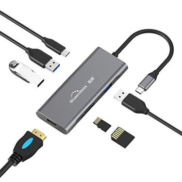 Imagem de FEDBNET Adaptador de estação de ancoragem USB tipo C, estação de ancoragem para laptop 7 em 1 tipo C, USB 3.0, HDMI, TF, LAN, PD, Hub USB para MacBook e mais dispositivos USB C