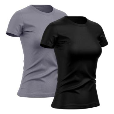 Imagem de Kit 2 Camisetas Feminina Dry Básica Lisa Proteção Solar Uv Térmica Cam