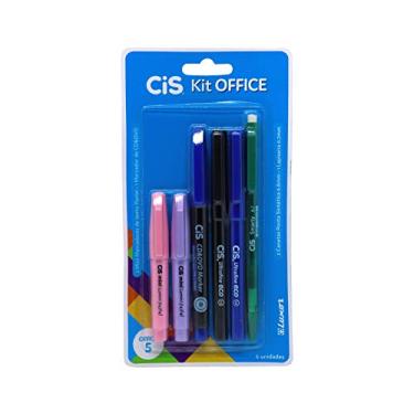 Imagem de Kit Office 5 CIS com 6 itens (2 mini marcadores pastel, 1 marcador de CD&DVD, 2 canetas ponta sintética e 1 lapiseira 0.7 mm), Multicor