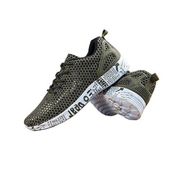 Imagem de Legou Sapatos masculinos de malha oca usam sapatos casuais resistentes ao ar livre Sapatos masculinos de sola macia Verde 37.5