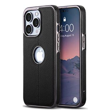 Imagem de Capa de couro com textura para iPhone 14 13 12 11 Pro MAX Plus Hole Silicone Full Protection Back Cover, Black, para iPhone 14 Pro