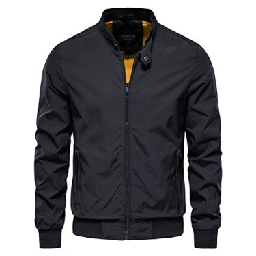 Imagem de CNSTORE casacos e jaquetas masculinos Jaqueta Masculina Gola Softshell Agasalhos Leve com Zíper Jaqueta Casual (Estilo 1, XGGG)