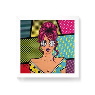 Imagem de Arte Maníacos Quadro decorativo com moldura caixa branca em Madeira - PWR GRL Pop Art - 30x30cm