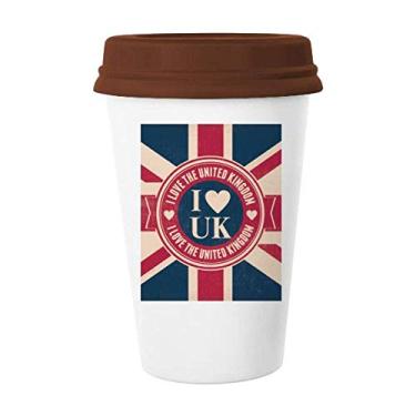 Imagem de Caneca I love The United Kingdom Union Jack UK Flag Mug Coffee Drinking Glass Ceramic Cup Lid