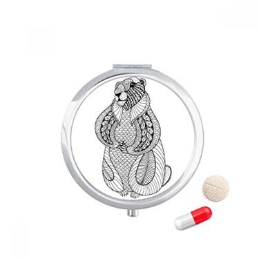 Imagem de Estojo de comprimidos com imagem de rato grande de animal, caixa de armazenamento de remédios