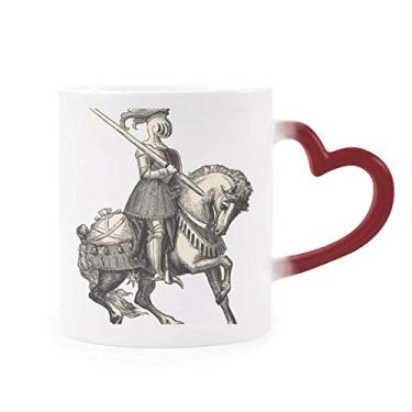 Imagem de Caneca Medieval Knights of Europe com desenho sensível ao calor e mudança de cor vermelha em grés