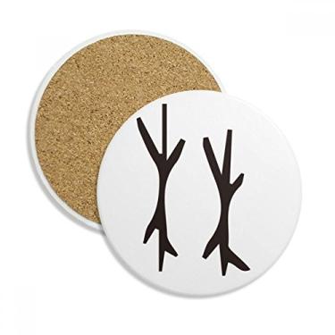 Imagem de Caneca com inscrição óssea com sobrenome chinês, caneca com porta-copos de linho, pedra absorvente de proteção de mesa