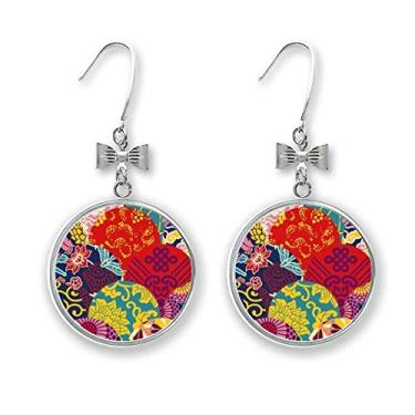 Imagem de Brincos de borboleta com estampa de nó chinês, estilo japonês, gancho perfurado