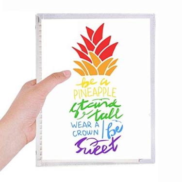 Imagem de Abacaxi LGBT caderno com citação de bandeira do arco-íris folhas soltas diário recarregável papelaria