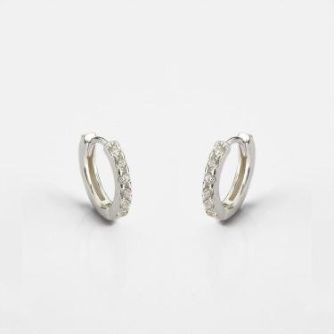 Imagem de Brinco Argola Fecho Click Lisa Prata 925 Brincos Argola
