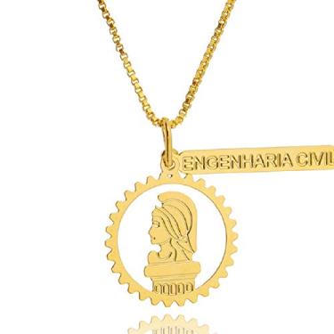 Imagem de Colar Profissão Engenharia Civil - Semijoia Folheada a Ouro Lua Mia Joias