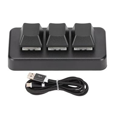Imagem de SYH&AQYE Teclado RGB retroiluminado com 3 teclas, interface USB programável, teclado mecânico HID para jogos, teclado multifuncional macro ergonômico para computador universal (preto)