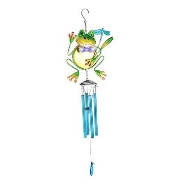 Imagem de Yardwe 2 Pçs Tubo De Alumínio Sapo Sinos De Vento Decoração Japandi Decoração De Janela Decoração Colorida Sinos De Vento Pendurado Sino De Vento Decoração De Sino De Vento Ornamento