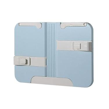Imagem de harayaa Estante de leitura organizador de arquivos de mesa suporte dobrável para leitura de livros para leitura de livros para cozinha doméstica, arquivos de partitura de música, azul