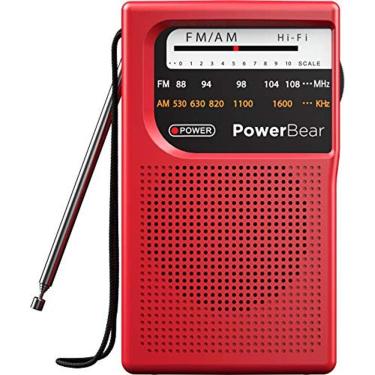 Imagem de | de rádio portátil PowerBear AM/FM, bateria 2AA operada com recepção de longo alcance para uso interno, externo e de emergência | Rádio com Alto-fala