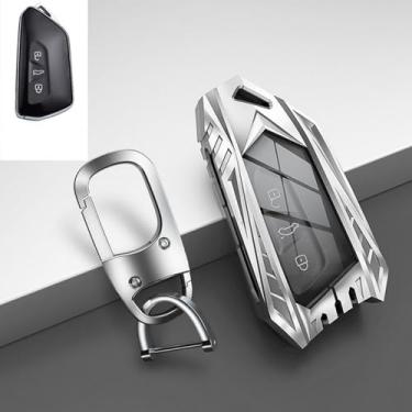 Imagem de LAVIYE Capa da chave do carro da liga, para VW Volkswagen Golf 8 MK8 ID.3 ID.4 Cupra Skoda Octavia A8 SEAT Leon MK4 2020 2021 Formentor Tarraco
