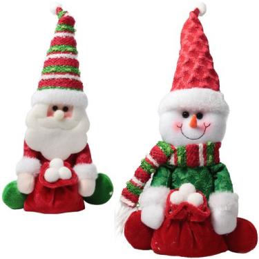 Imagem de Peso De Porta Verde/Vermelho Papai Noel Ou Boneco De Neve De Pelucia C