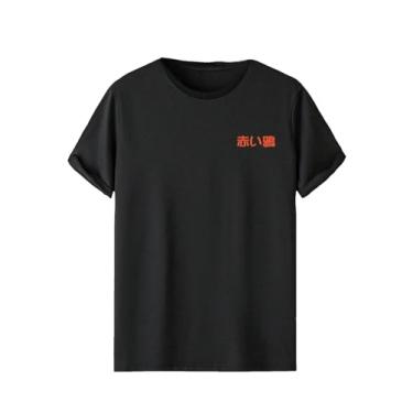 Imagem de OYOANGLE Camiseta masculina com estampa gráfica meia manga gola redonda ombro caído camisas Y2K, Preto, M
