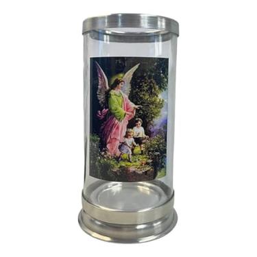 Imagem de META , Suporte Vela 7 Dias Anjo da Guarda 18 cm Vidro e Alumínio