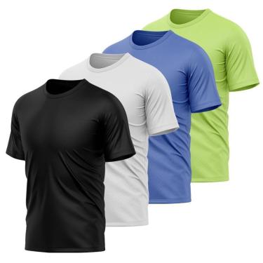 Imagem de Kit 4 Camisetas Masculina Dry Manga Curta Proteção UV Slim Fit Básica Academia Treino Fitness-Masculino