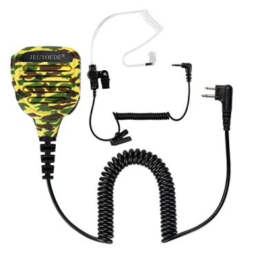 Imagem de JEUYOEDE Microfone de alto-falante portátil IP56 à prova d'água com conector de fone de ouvido de 3,5 mm compatível com Motorola CP200D CLS1110 RMU2040 BPR400 rádios de 2 pinos (camuflagem amarela)