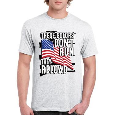 Imagem de Camiseta masculina These Colors Don't Run They Reload 2nd Amendment 2A Don't Tread on Me Second Right Bandeira Americana, Cinza-claro, GG