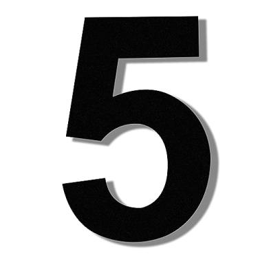 Imagem de COBATA Números de casa modernos - números de endereço residencial de aço inoxidável de 25,4 cm de altura/aparência flutuante/fácil de instalar/preto/número 5