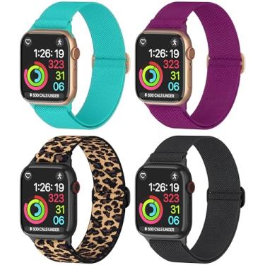 Imagem de Pulseiras de nylon unissex para Apple Watch 1/2/3/4/5/6/7/8/9/SE/Ultra 2 para 38 mm/40 mm/41 mm/42 mm/44 mm/45 mm/49 mm - 1/4/6/8, pacote variado (pacote A, 49 mm)