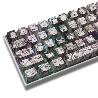 Imagem de PBT Anime Keycaps, teclas japonesas com retroiluminação personalizada de 108 teclas, teclas de perfil OEM com sublimação de tinta de cinco lados para teclado mecânico 61/87/104/108 Cherry Gateron MX Switches