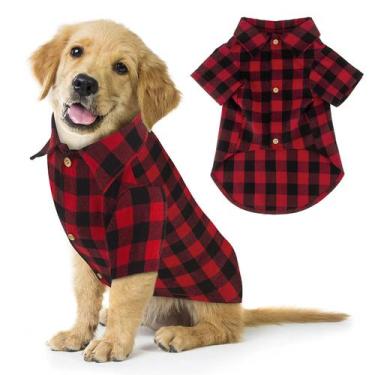 Imagem de Camisa Para Cães Jamktepat Red Buffalo Xadrez De Algodão Para Cães