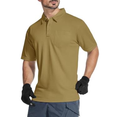 Imagem de Little Beauty Camisa polo masculina manga curta golfe tênis camiseta gola leve para uso diário, Caqui, M
